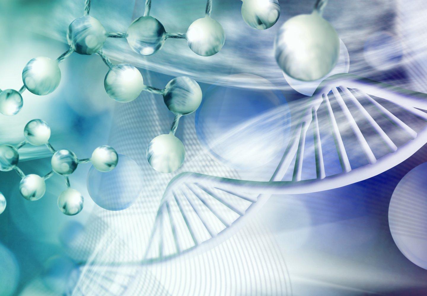 Illustration of DNA and molecules